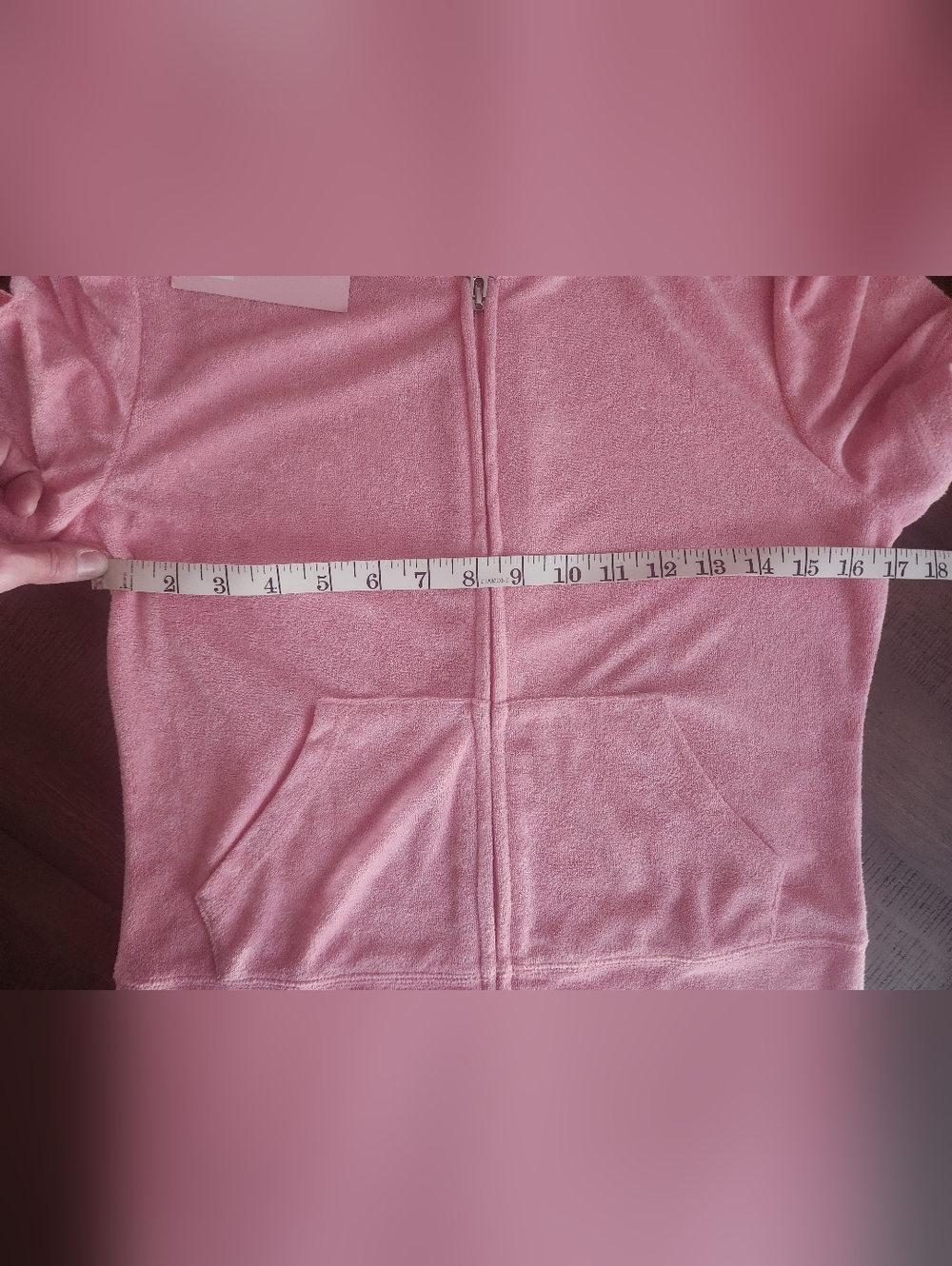NWT Juicy Couture Pink Terry Cloth Short Sleeve Hoodie With Pockets - Picture 10 of 10